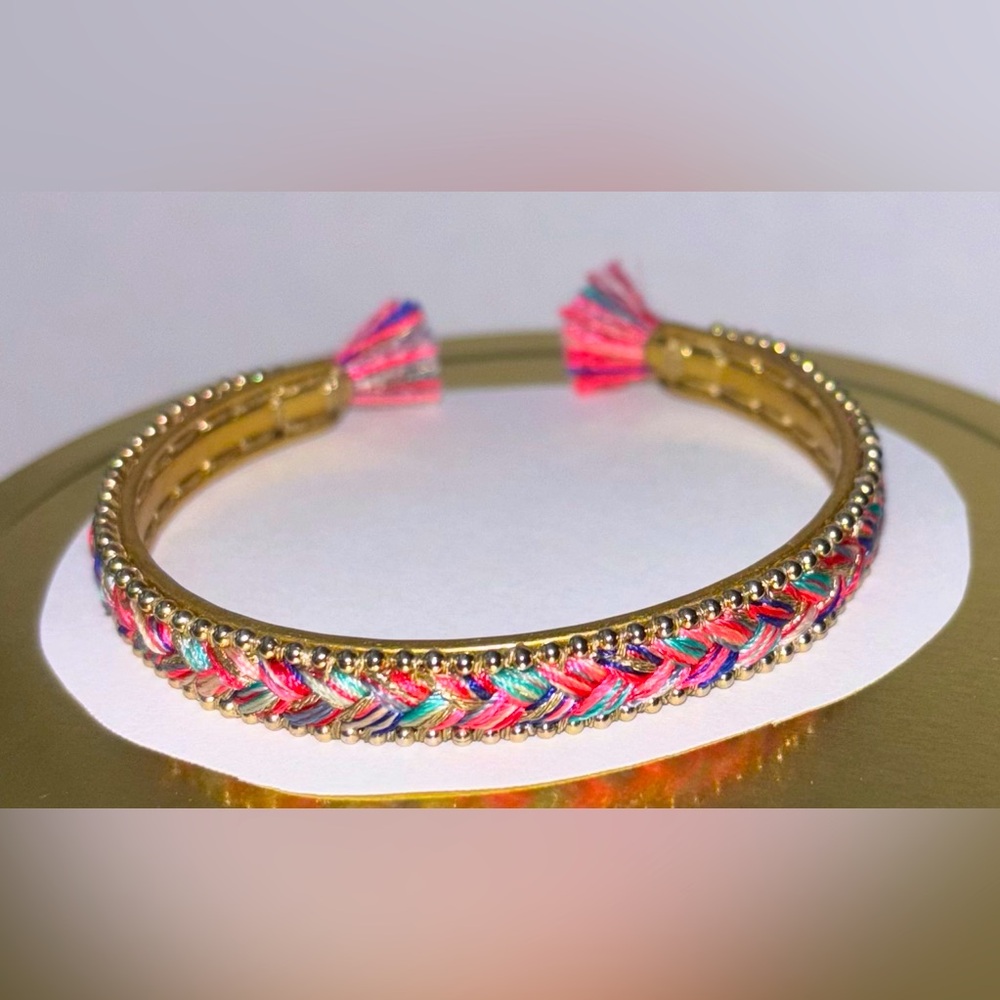 Gold and Pink Braided Bracelet